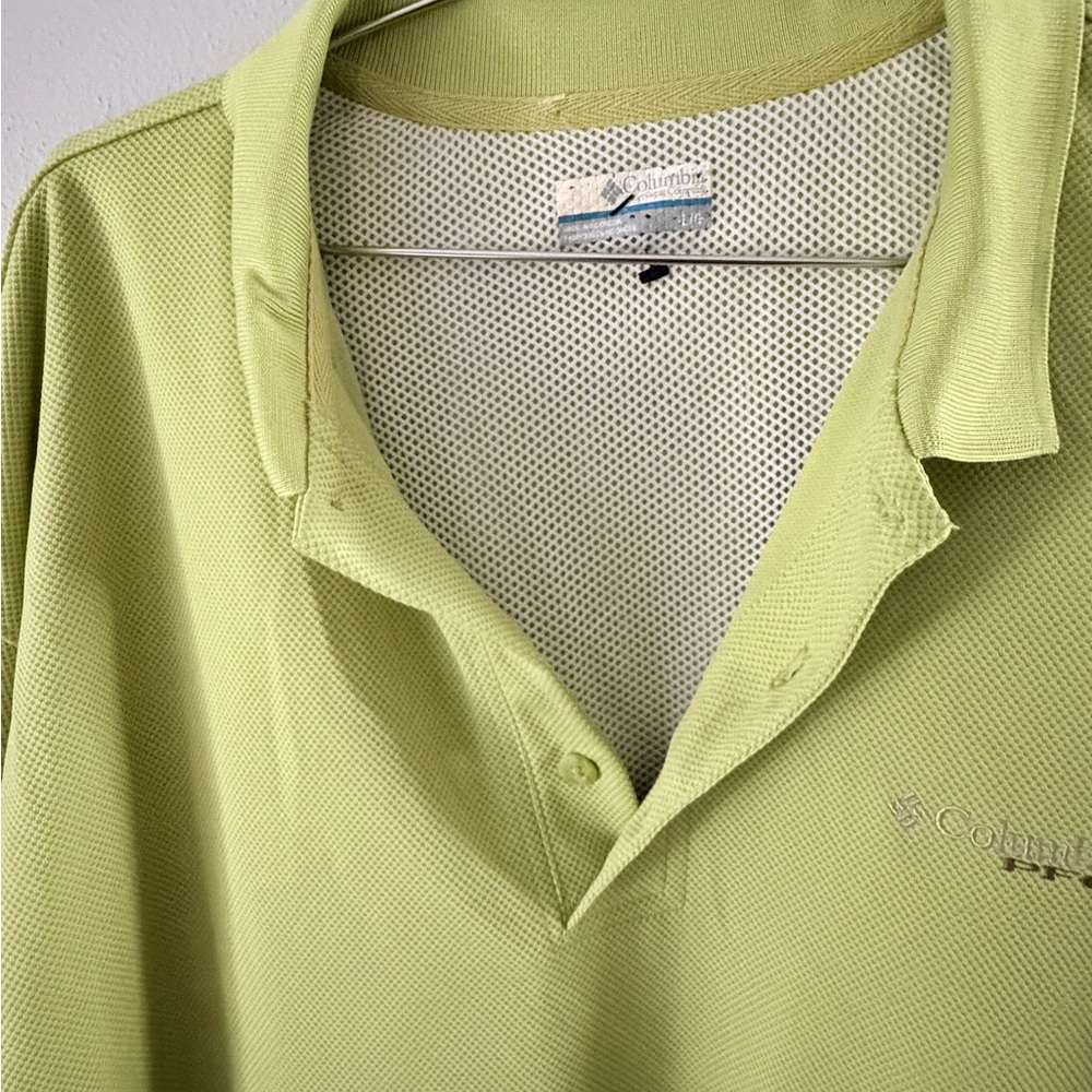 Columbia PFG Mens Polo‎ Shirt Green Vented Back Omni-Shade Knit Short Sleeve L - Picture 4 of 8
